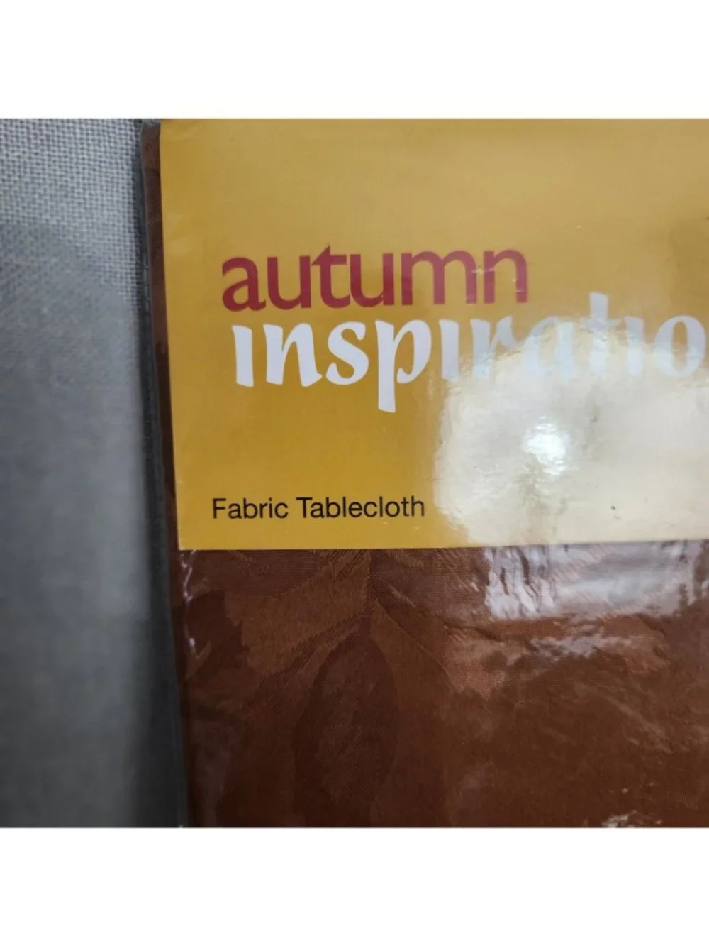 Autumn Inspirations Light Brown Fabric Tablecloth 1pc 60" x 84" Oblong NEW - Picture 4 of 5